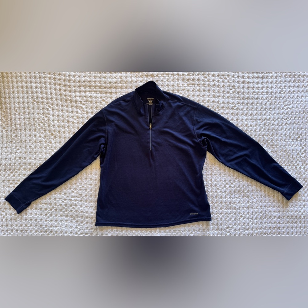 Vintage Patagonia Capilene Quarter Zip Pullover USA Made Navy Blue Small